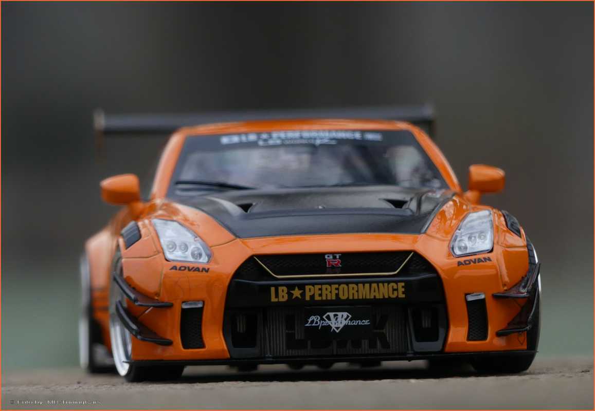 1:18 Nissan GTR35 2.0 LB Work - Orange - Echtalu-PVC-Felgen in OVP